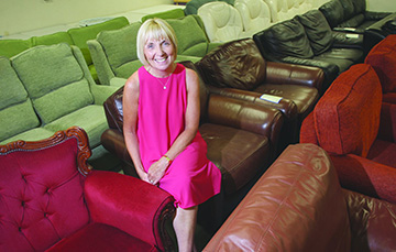 Lady sitting on couch